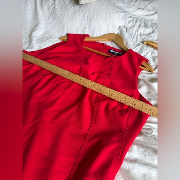Karl Lagerfeld red plus size 16 wide strap dress silver grommet hem - Picture 7 of 10